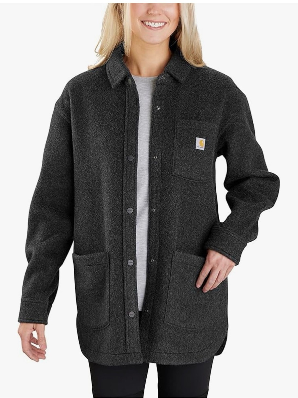 Carhartt Women's Dark Gray Button Shacket Large NWOT